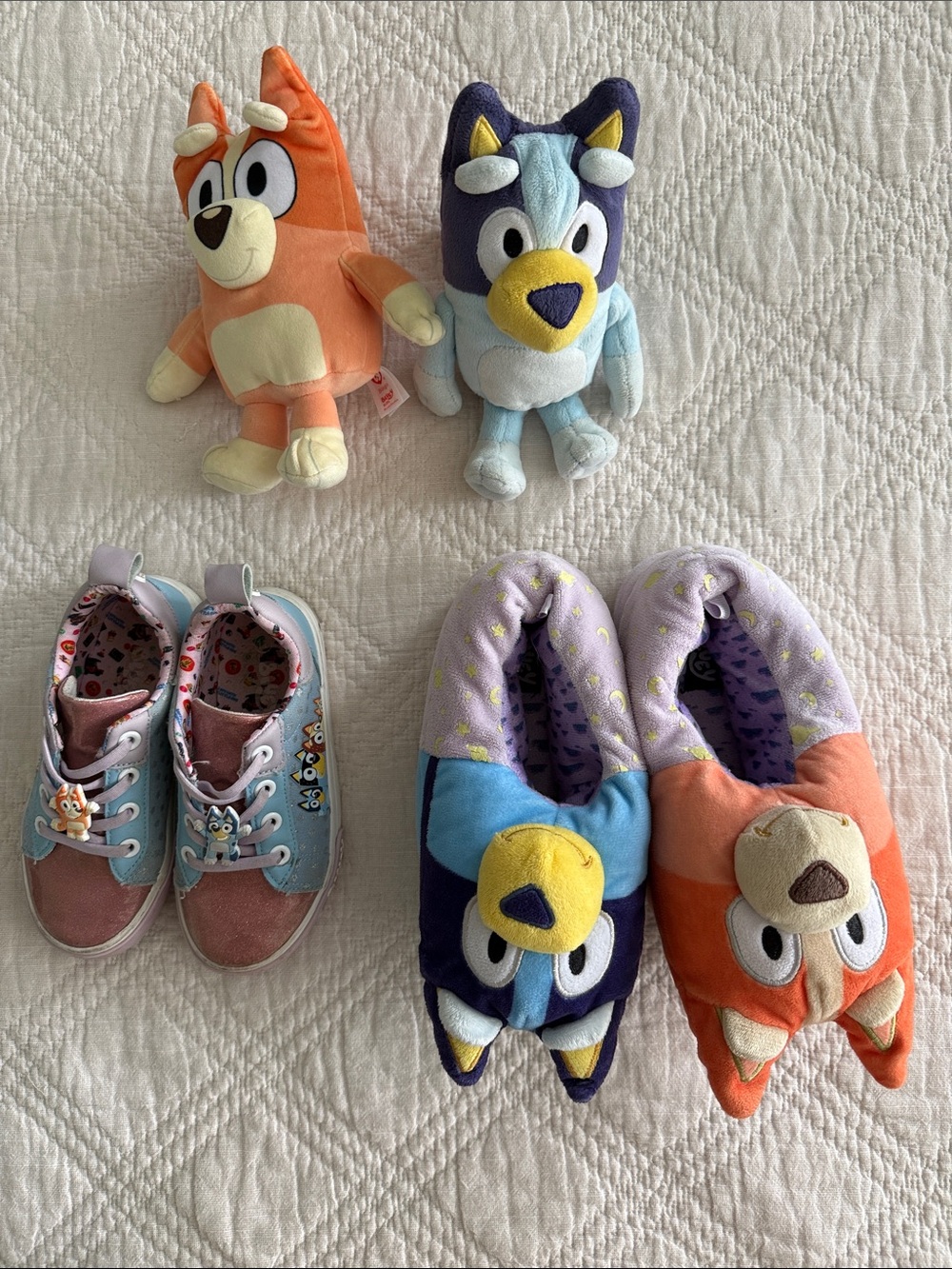 Bluey Toddler Splippers and Shoes Bundle Blue Pink Slip-On Sneakers 11T Unisex